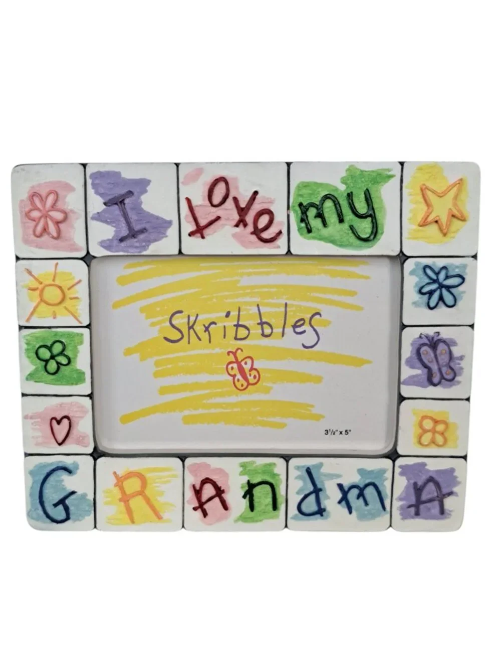 I Love My Grandma Picture Frame Scribbles Russ Handpainted Gift Holds 3